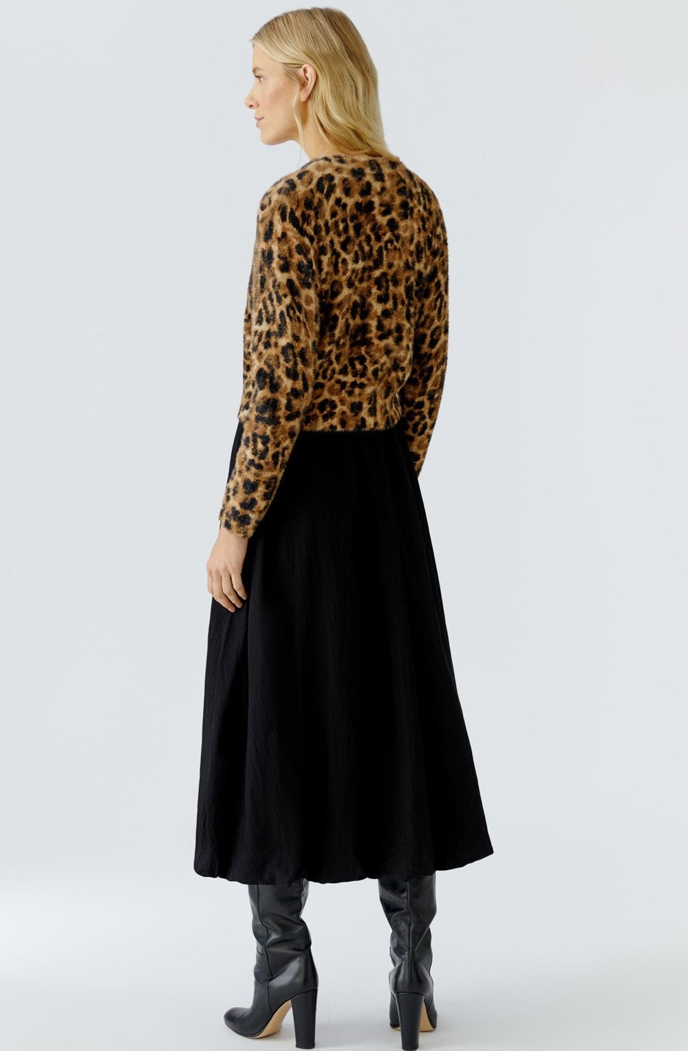 Camel Grey Leopard Print Soft Brushed Jumper