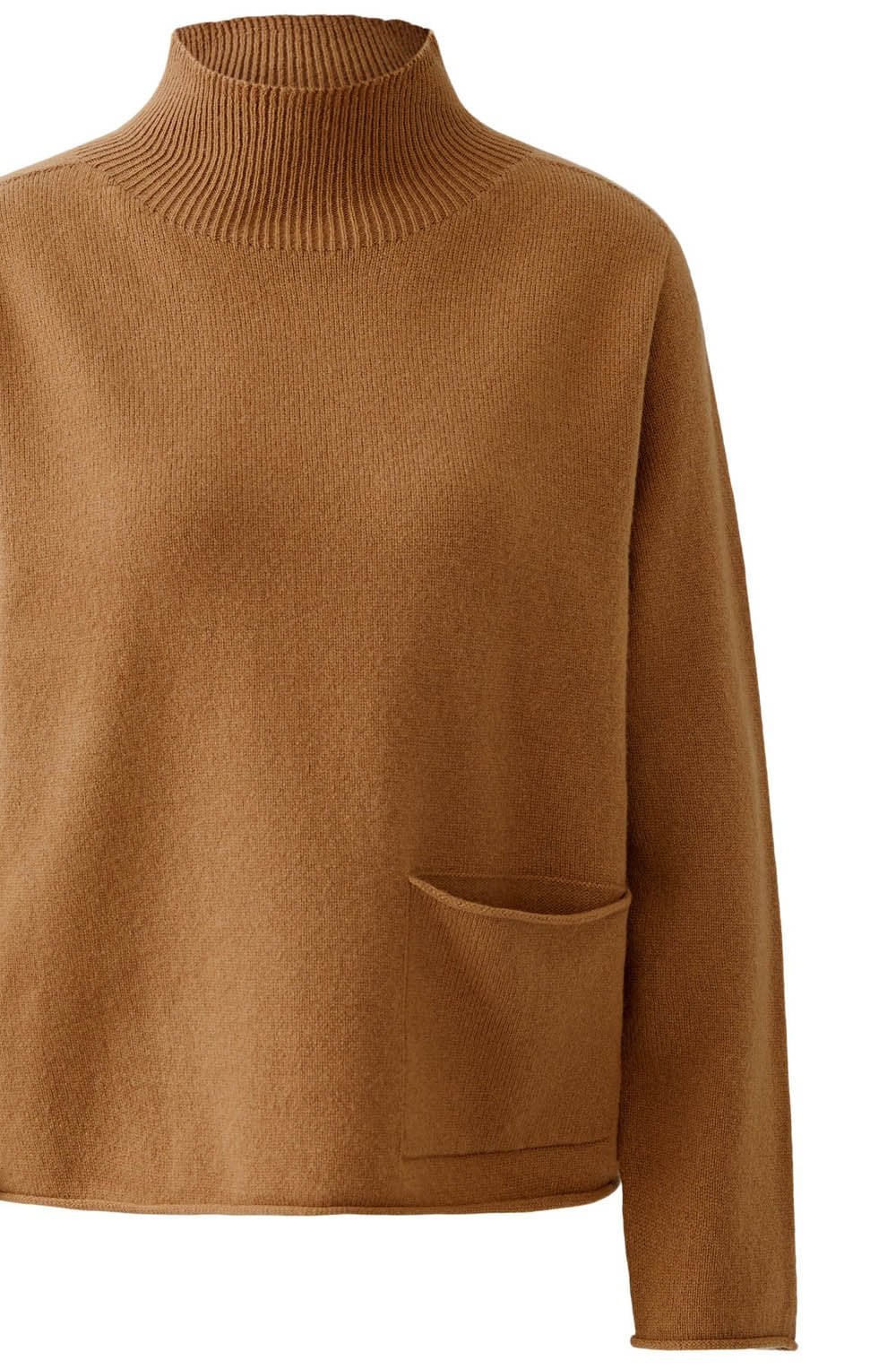 Camel High Neck Fine Knit Jumper