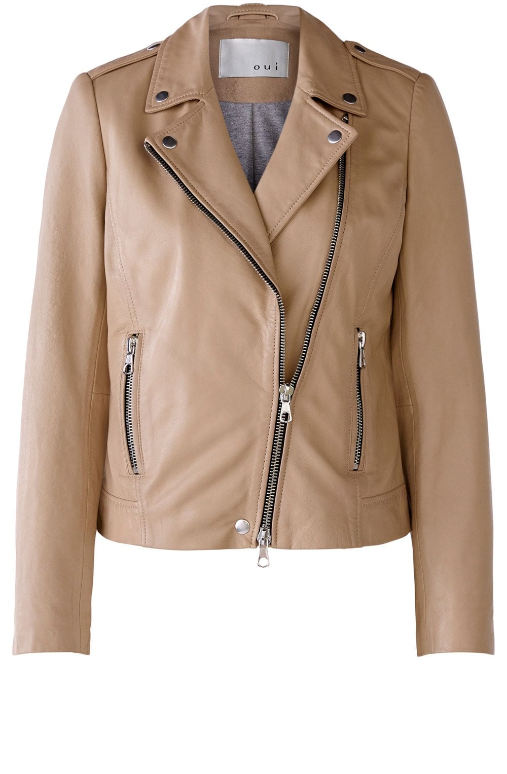 Camel Leather Biker Jacket