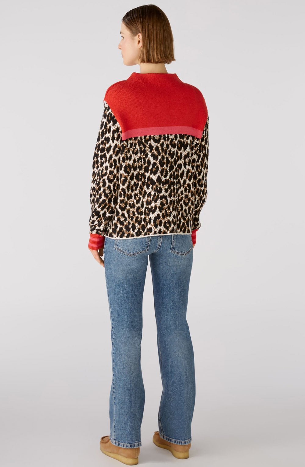 Camel Red Colour Block Jumper