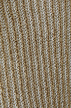 Camel Shimmer and White Ribbed Knit Jumper