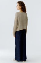 Camel Shimmer and White Ribbed Knit Jumper