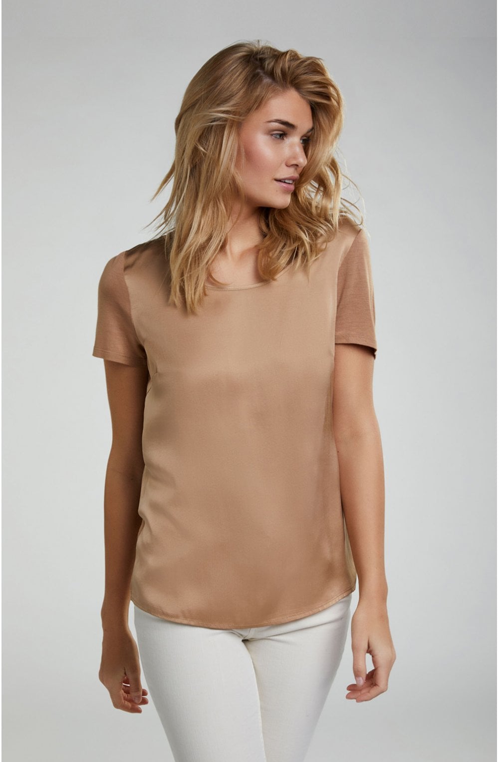 Camel Silk Front T Shirt