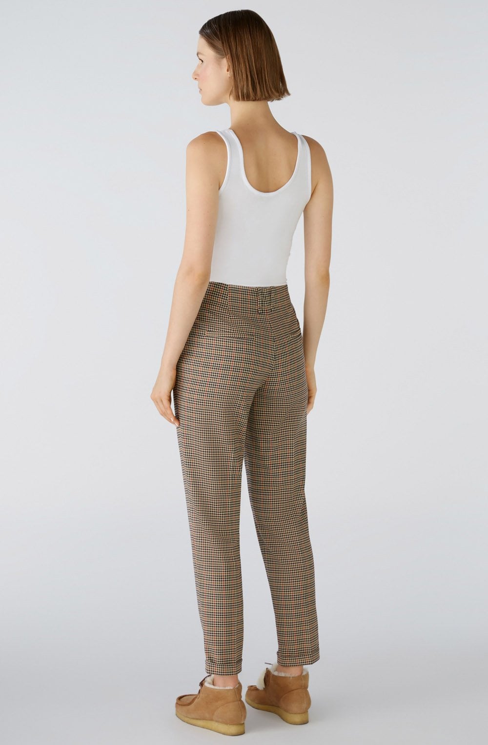 Camel Steel Grey and Red Checked Trousers
