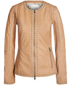 Camel studded Leather Jacket