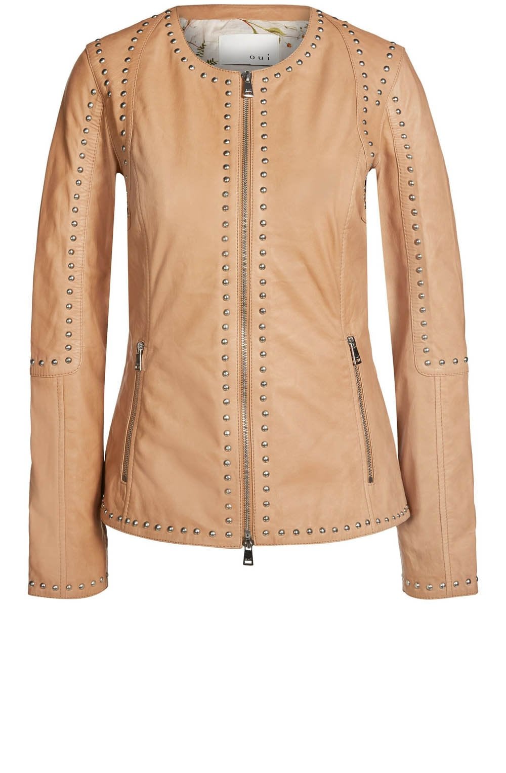 Camel studded Leather Jacket
