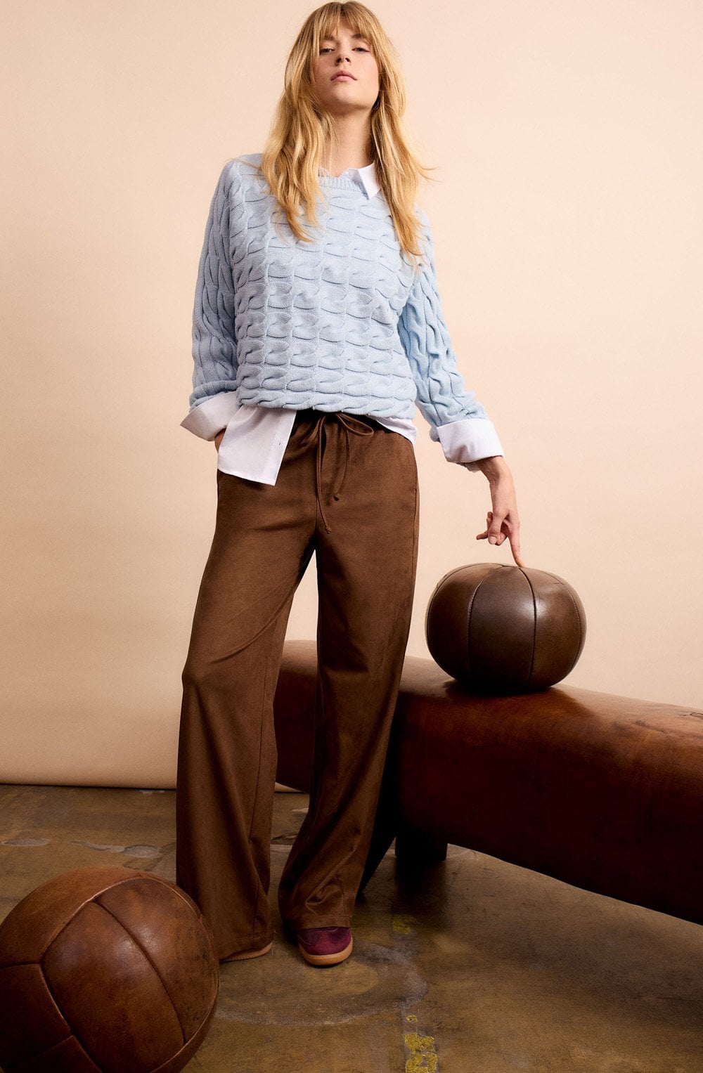 Celestial Blue Cable Knit Boxy Jumper