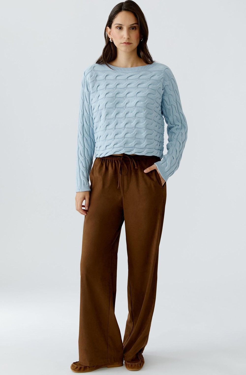 Celestial Blue Cable Knit Boxy Jumper