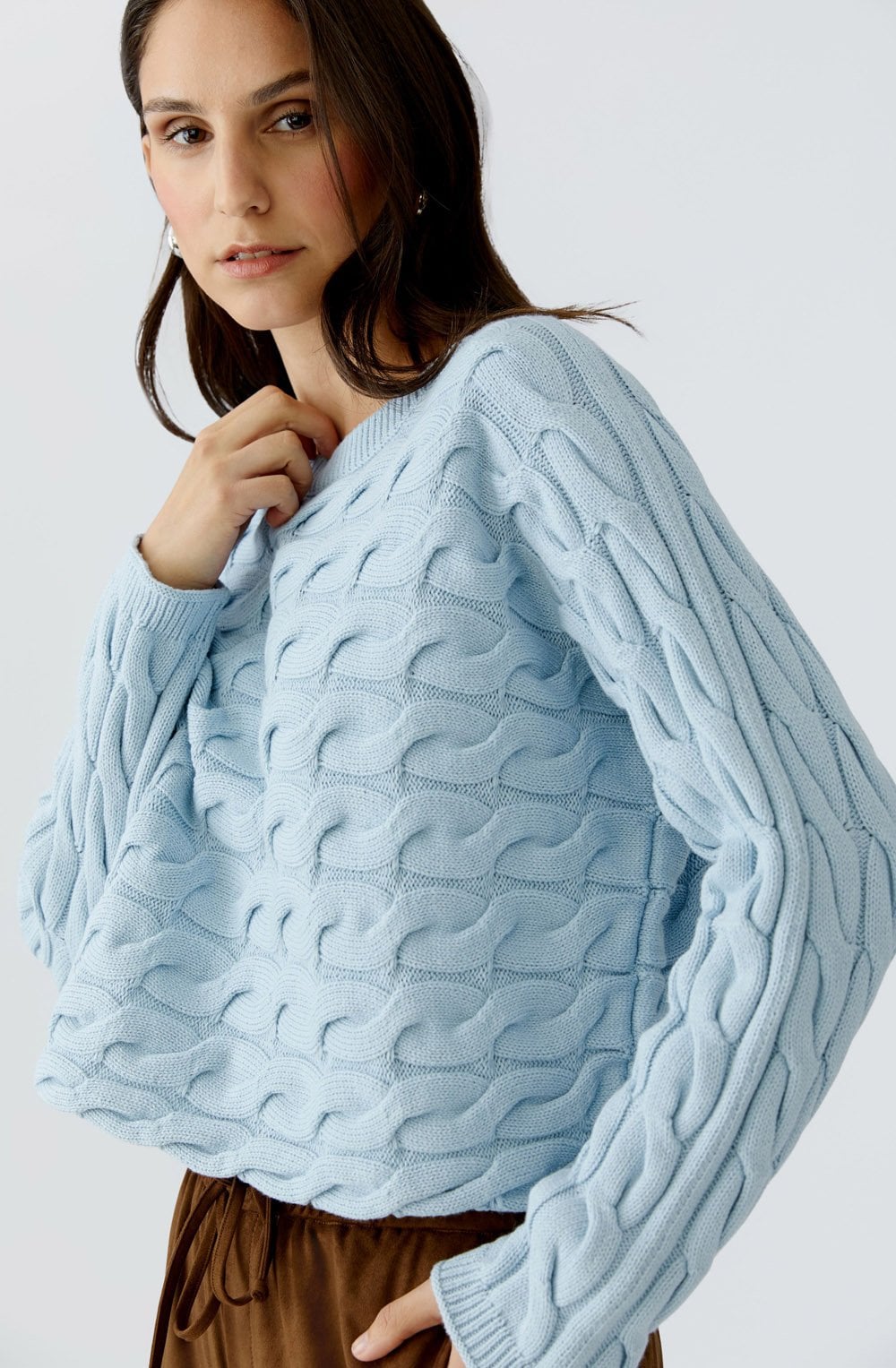 Celestial Blue Cable Knit Boxy Jumper