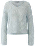 Celestial Blue Shimmering Open Weave Pullover