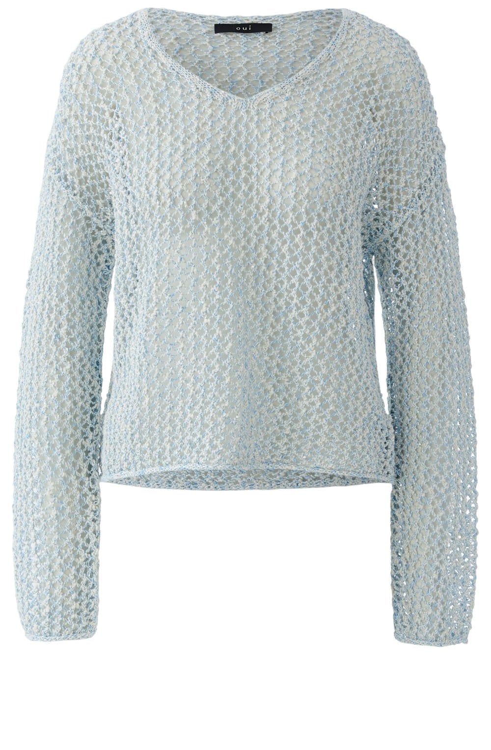 Celestial Blue Shimmering Open Weave Pullover