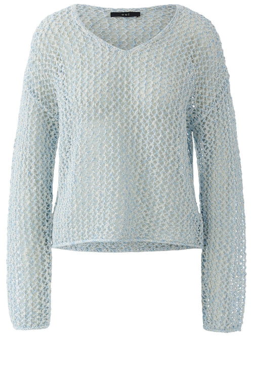Celestial Blue Shimmering Open Weave Pullover