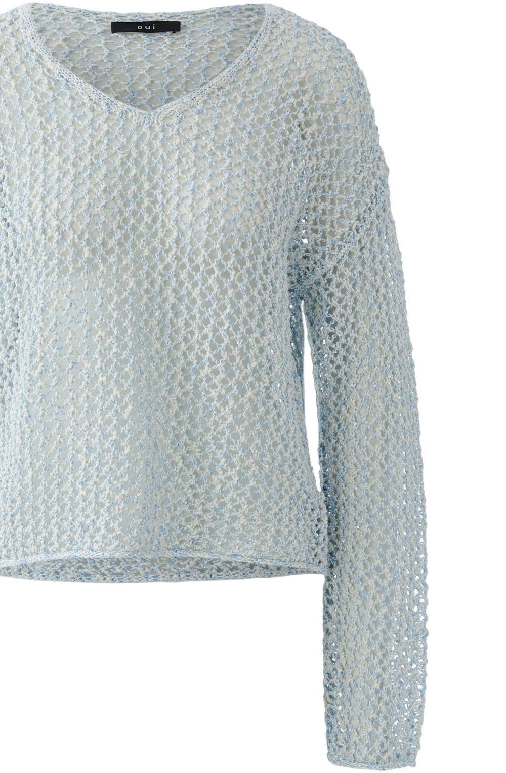 Celestial Blue Shimmering Open Weave Pullover