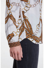 Chain Blelt Print Blouse