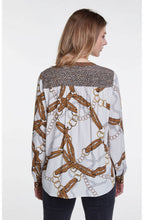 Chain Blelt Print Blouse