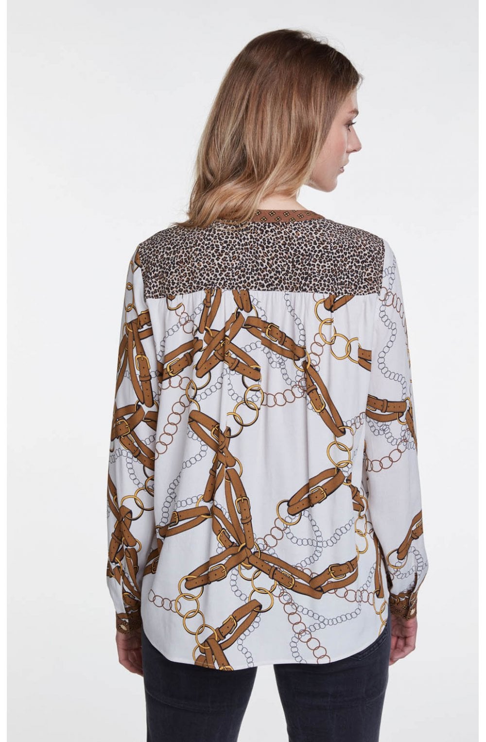 Chain Blelt Print Blouse