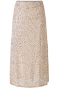 Champagne and Light Silver Sequin Midi Skirt