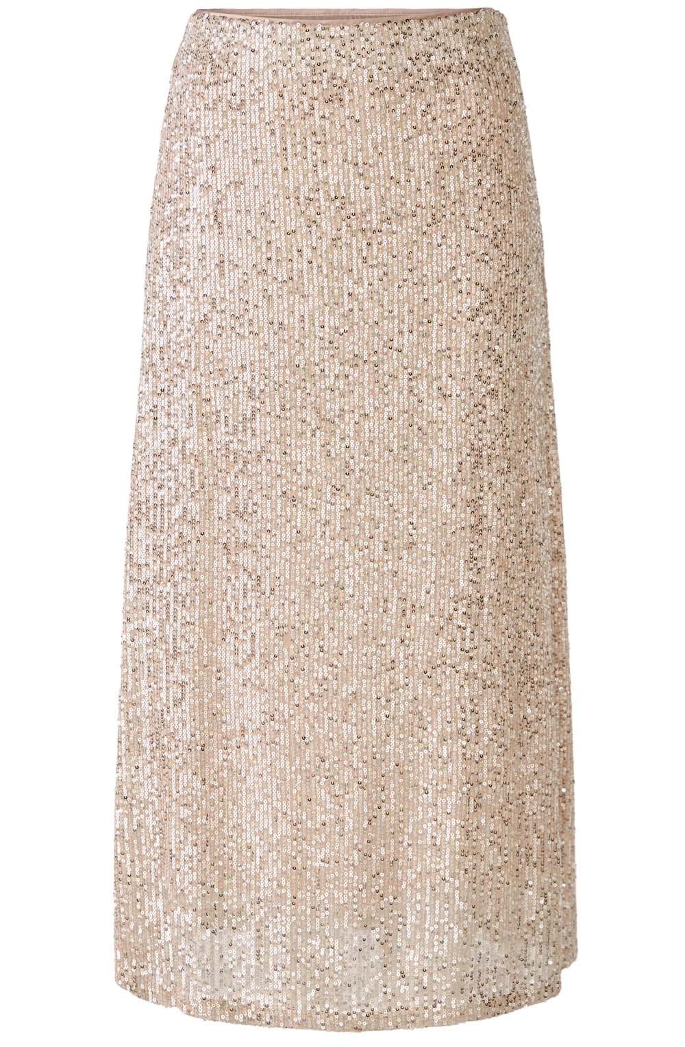 Champagne and Light Silver Sequin Midi Skirt
