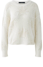 Champagne Open Weave Palm Leaf Pullover