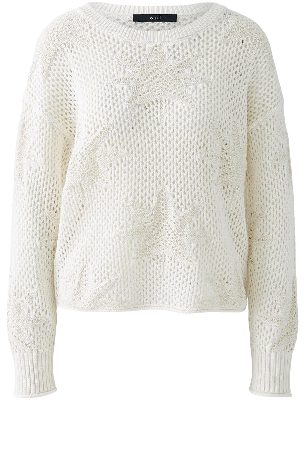 Champagne Open Weave Palm Leaf Pullover