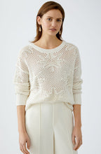 Champagne Open Weave Palm Leaf Pullover