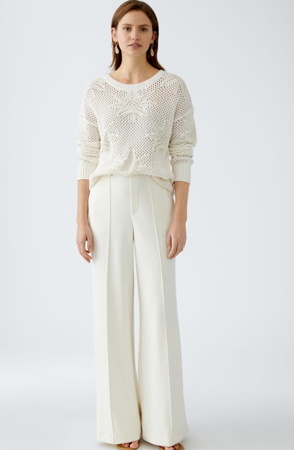 Champagne Open Weave Palm Leaf Pullover