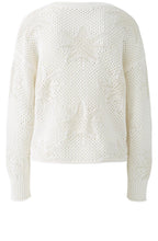 Champagne Open Weave Palm Leaf Pullover