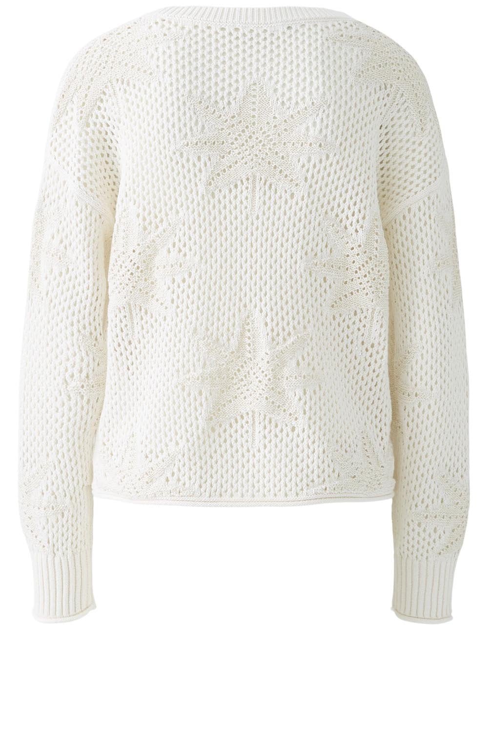 Champagne Open Weave Palm Leaf Pullover