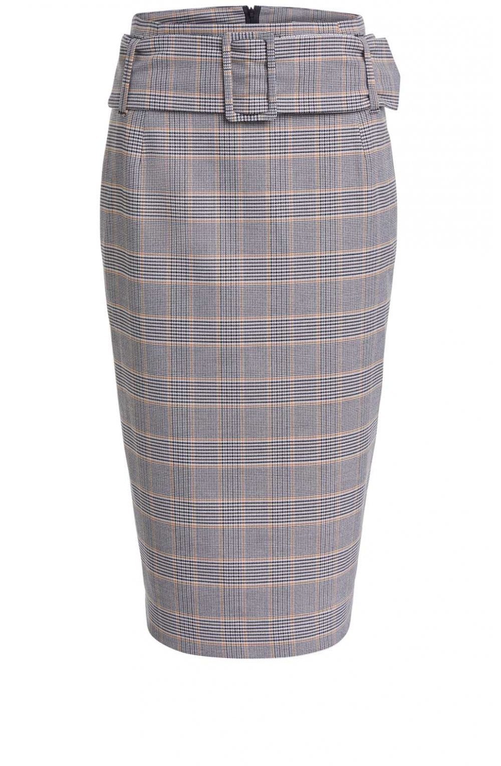 Check Pencil Skirt