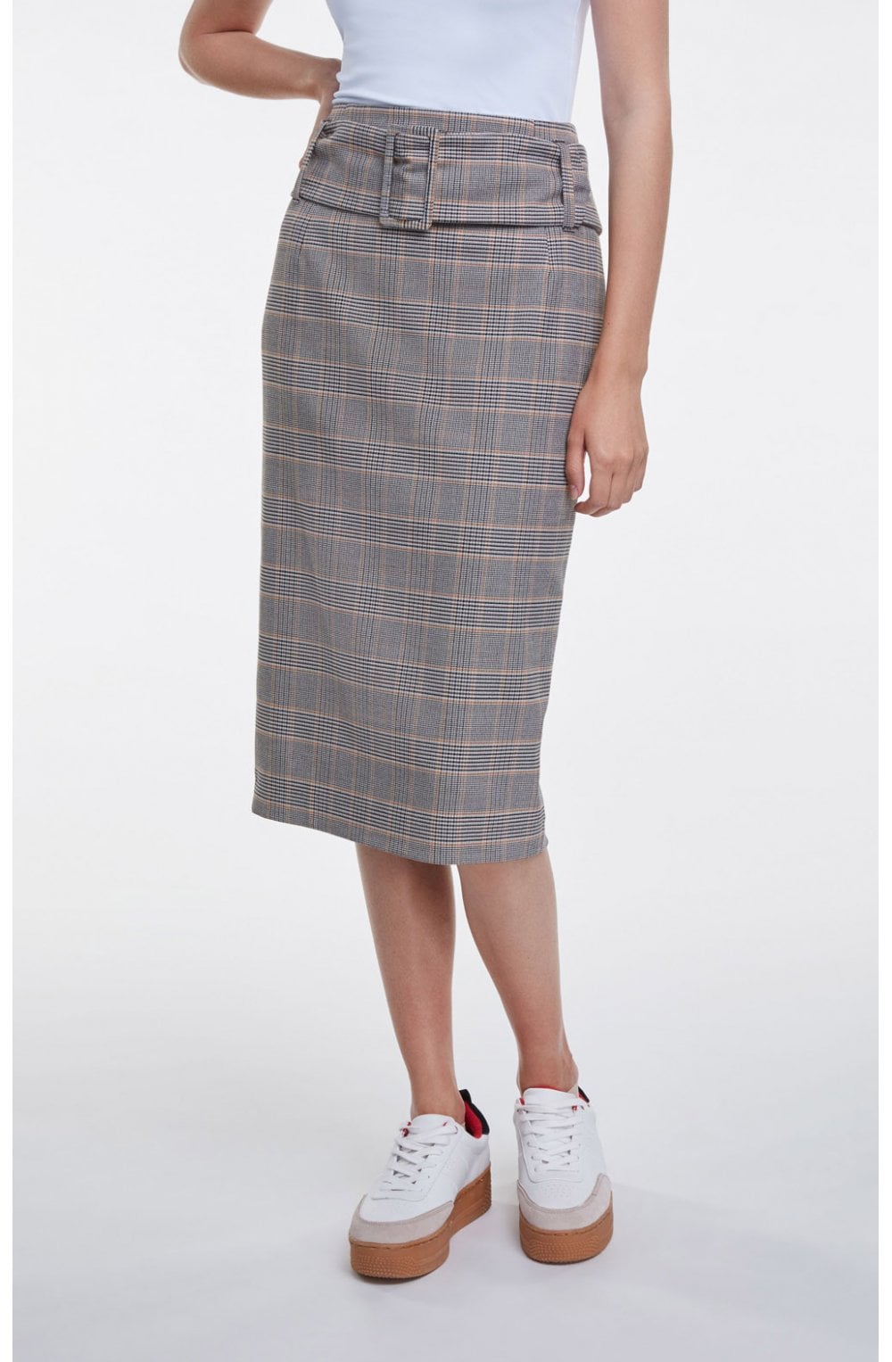 Check Pencil Skirt