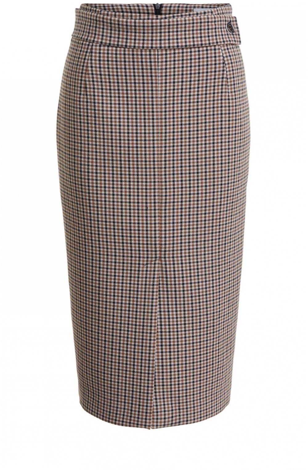 Check Print Pencil Skirt