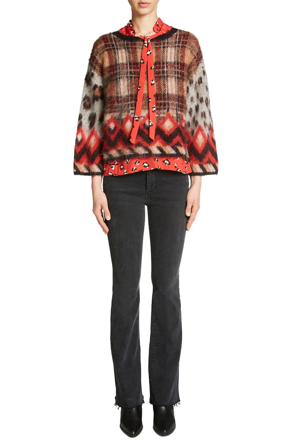 Check Textured Knit Sweater