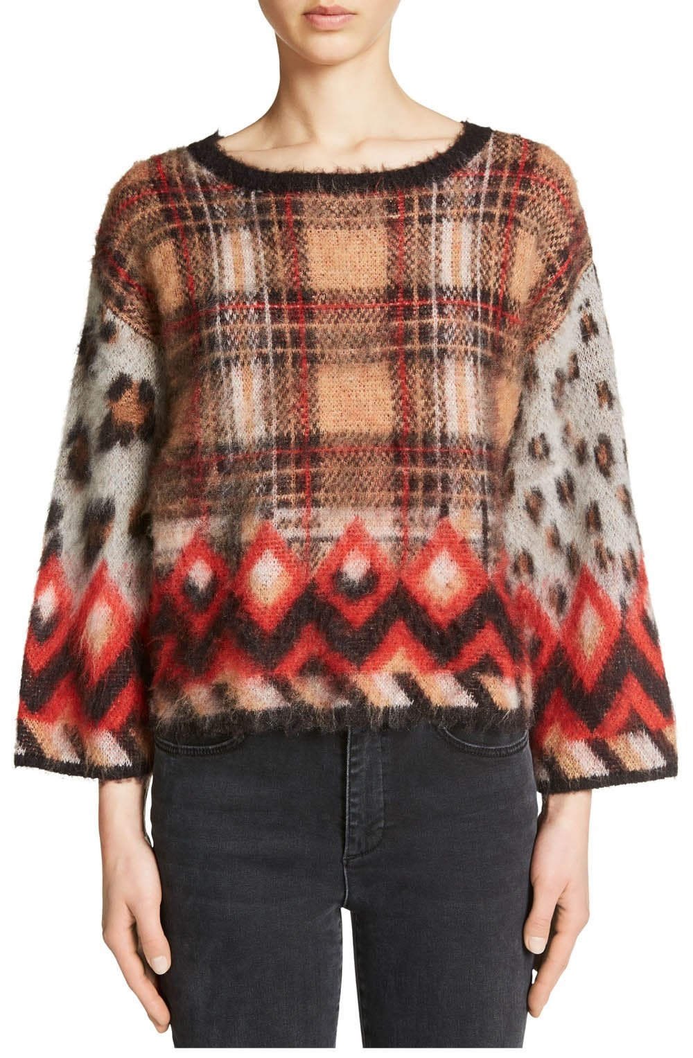 Check Textured Knit Sweater