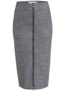 Check Zip Front Pencil Skirt