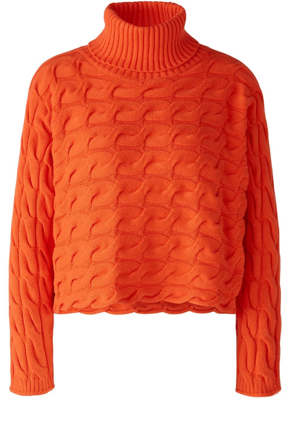 Cherry Tomato Cable Knit Turtle Neck Jumper