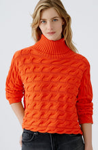 Cherry Tomato Cable Knit Turtle Neck Jumper