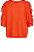 Cherry Tomato Frilled Sleeve Blouse