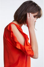 Cherry Tomato Frilled Sleeve Blouse