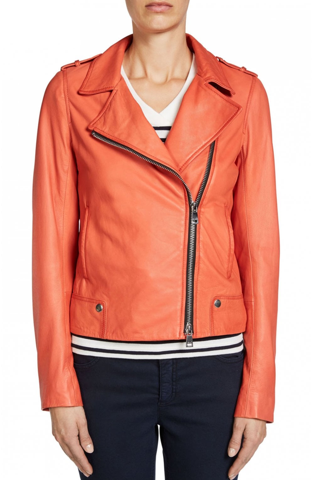 Cherry Tomato Leather Biker Jacket