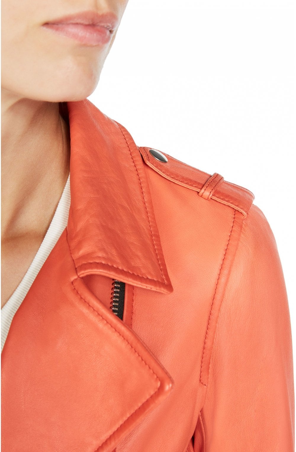 Cherry Tomato Leather Biker Jacket