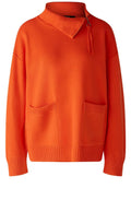 Cherry Tomato Zip Neck Oversized Jumper