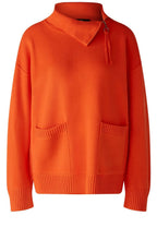 Cherry Tomato Zip Neck Oversized Jumper