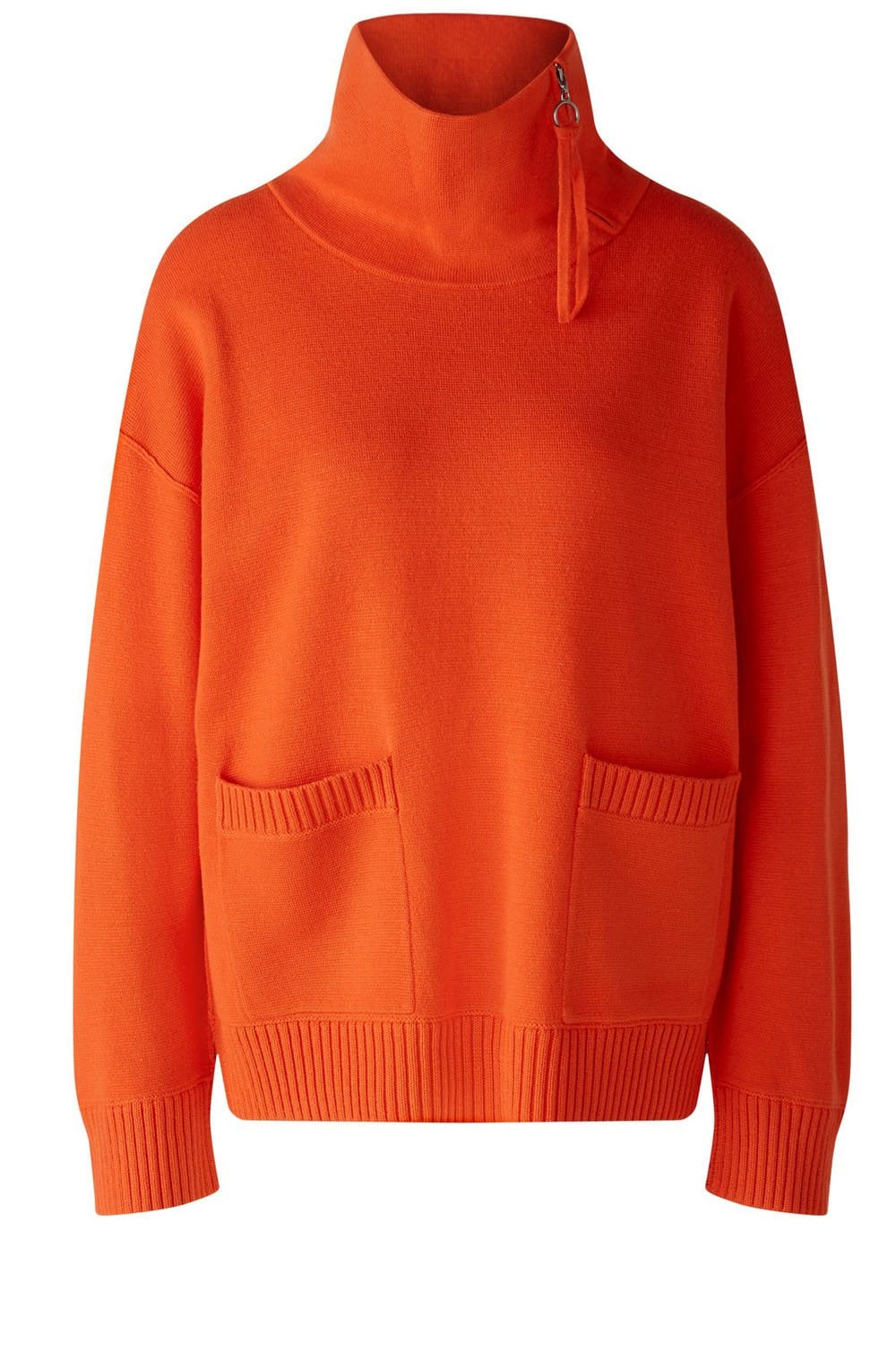 Cherry Tomato Zip Neck Oversized Jumper