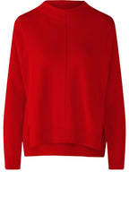 Chinese Red Modified Dropped Shoulder and Front Split Jumper