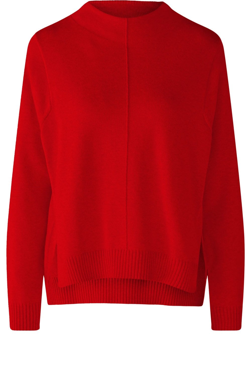 Chinese Red Modified Dropped Shoulder and Front Split Jumper