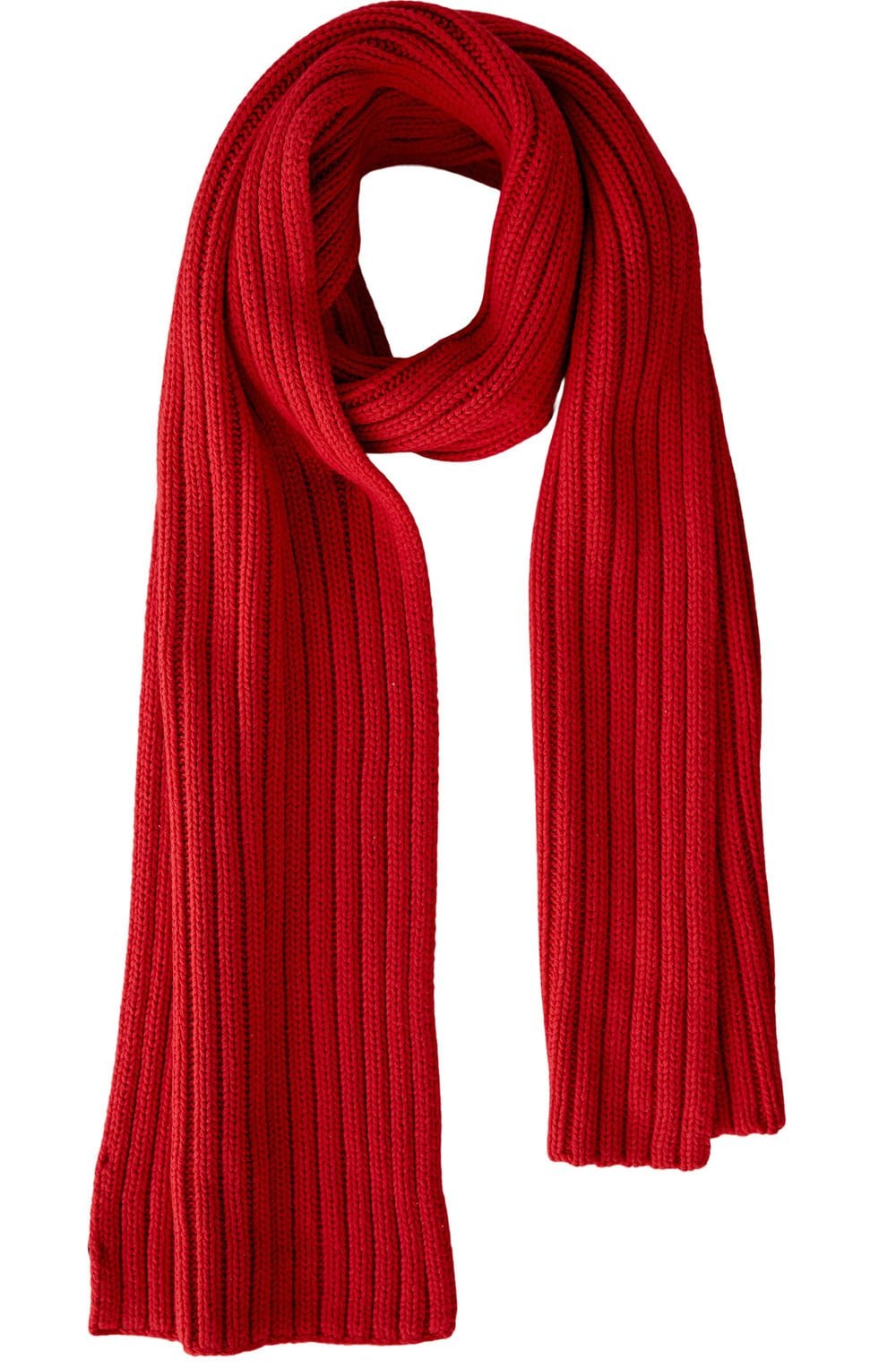 Chinese Red Ribbed Knit Scarf
