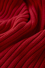 Chinese Red Ribbed Knit Scarf