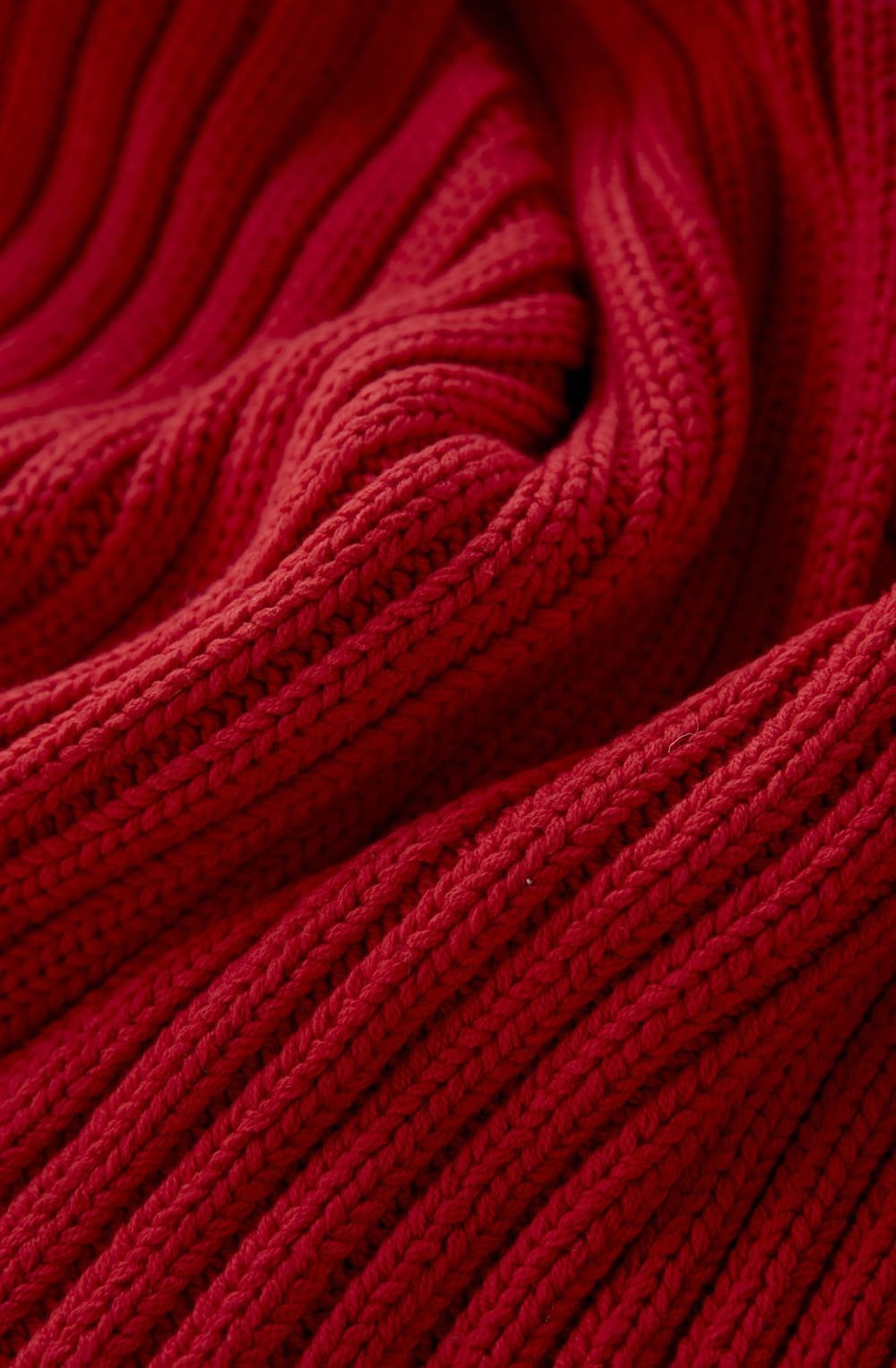 Chinese Red Ribbed Knit Scarf