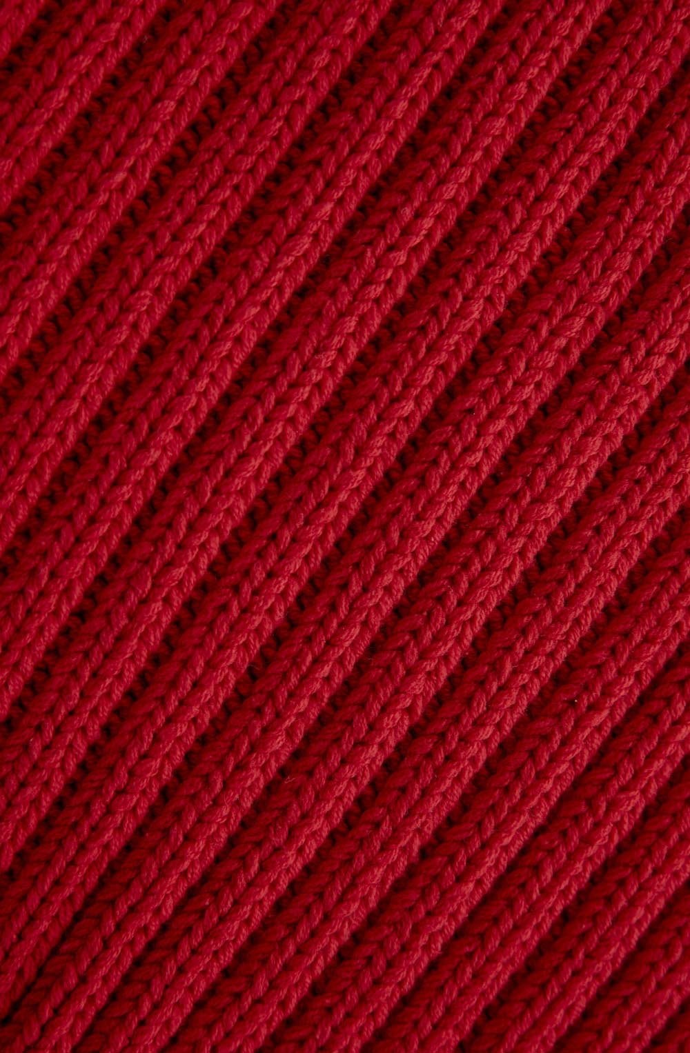 Chinese Red Ribbed Knit Scarf