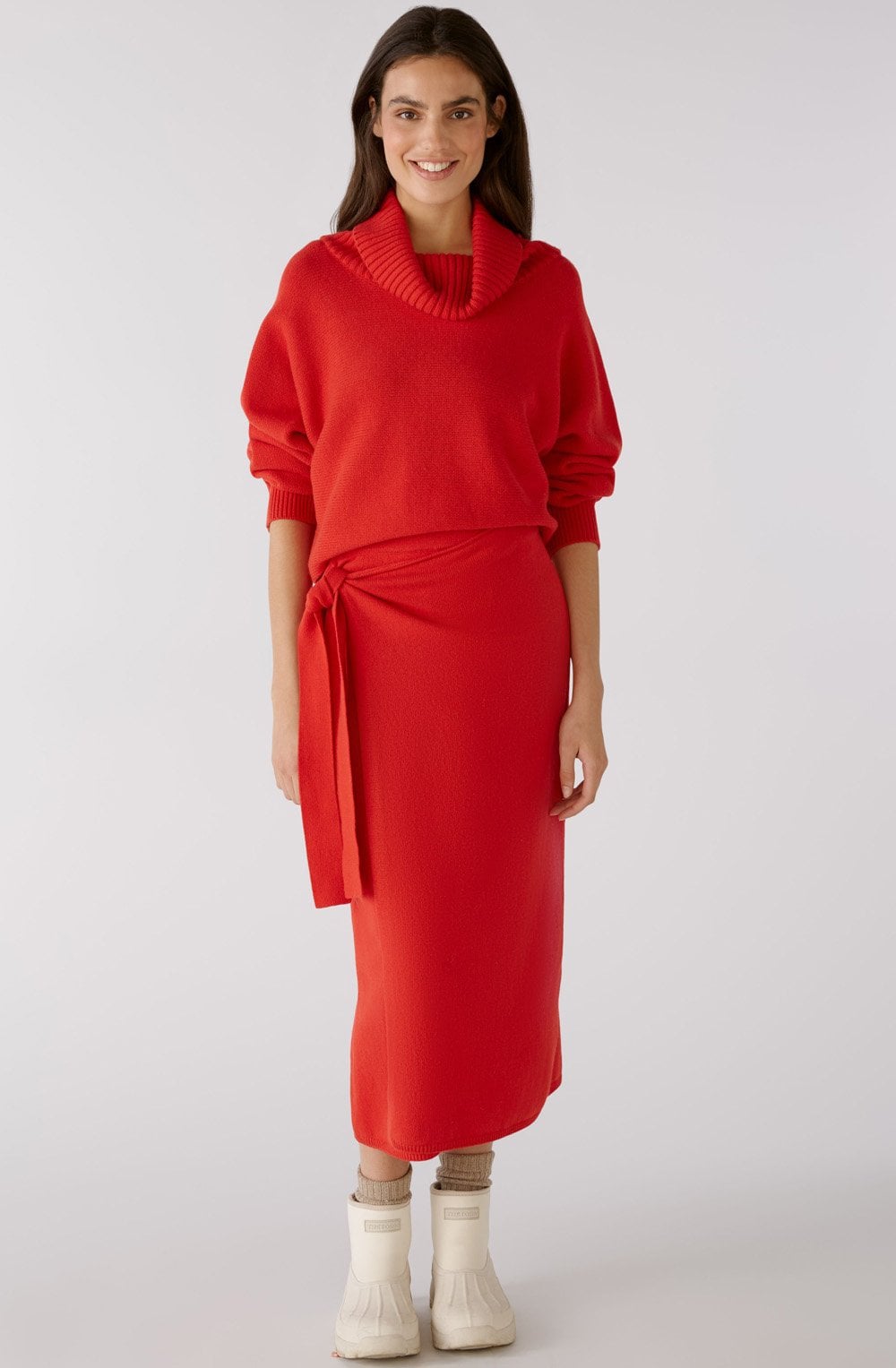 Chinese Red Shortened Batwing Jumper